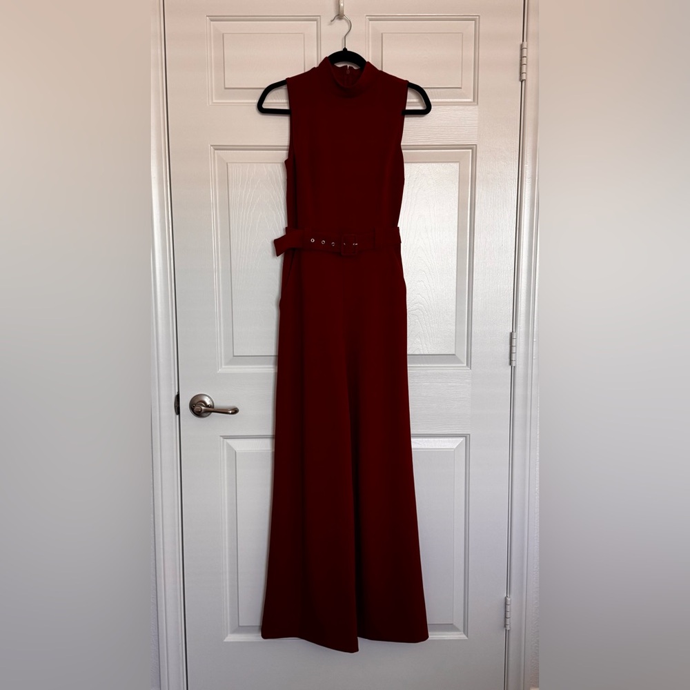 Express Burgundy Sleeveless Jumpsuit
